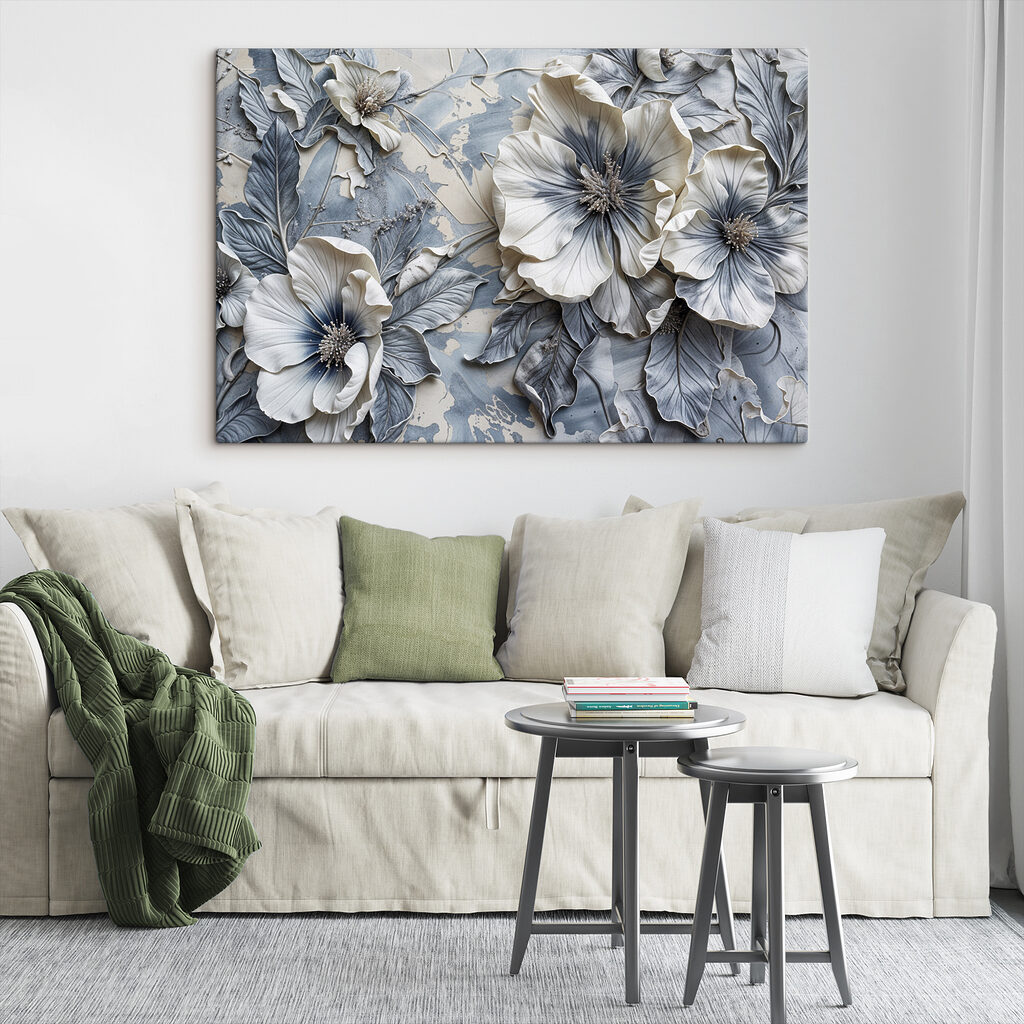 Bloemen in koele grijstinten — interieur 1