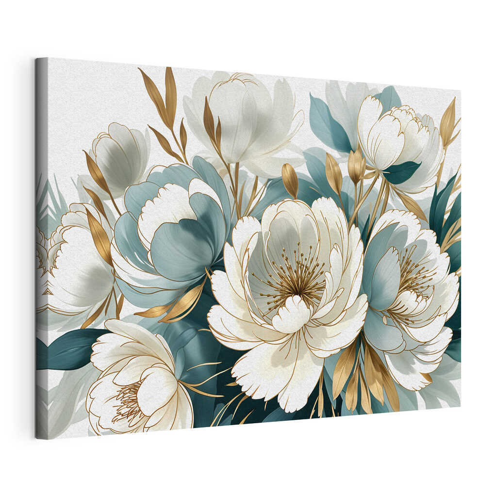 Witte bloemen, blauwe schaduwen — productweergave