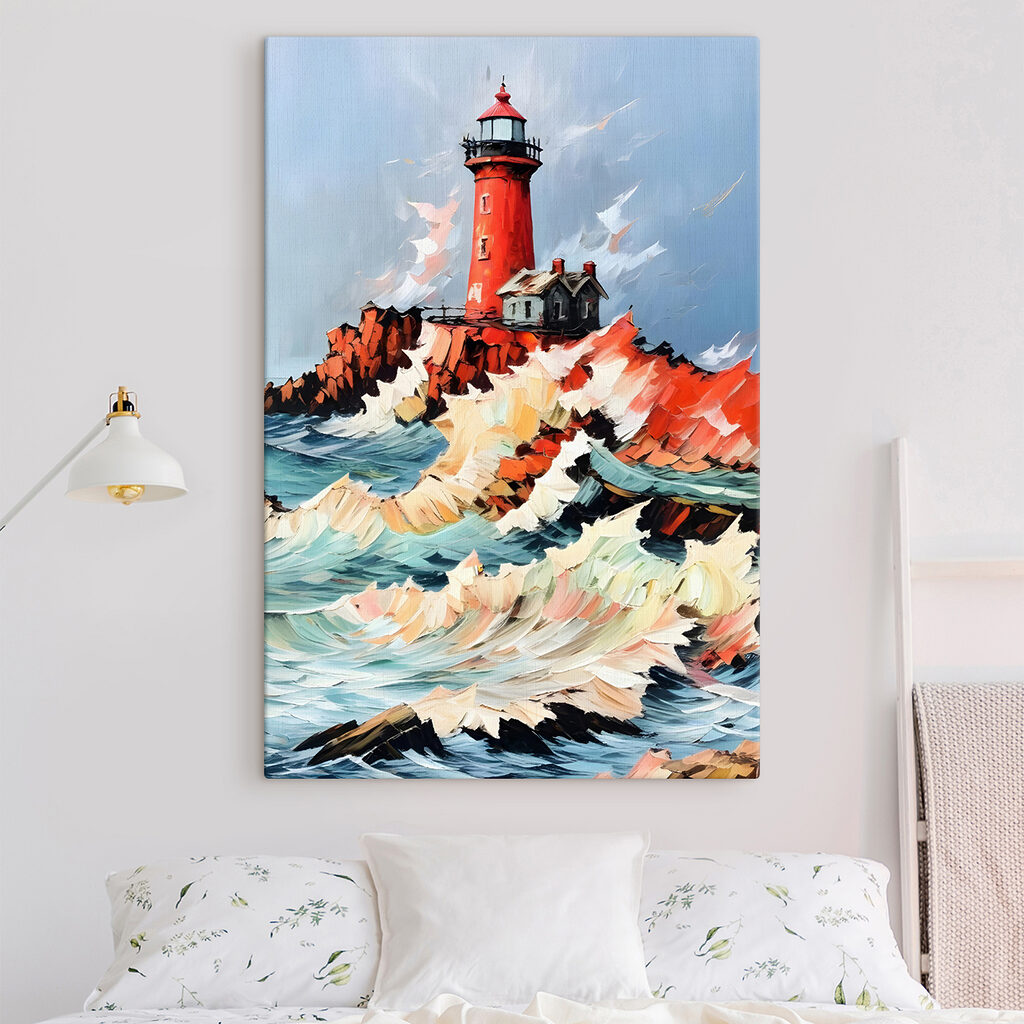 Rode vuurtoren boven branding — interieur 2