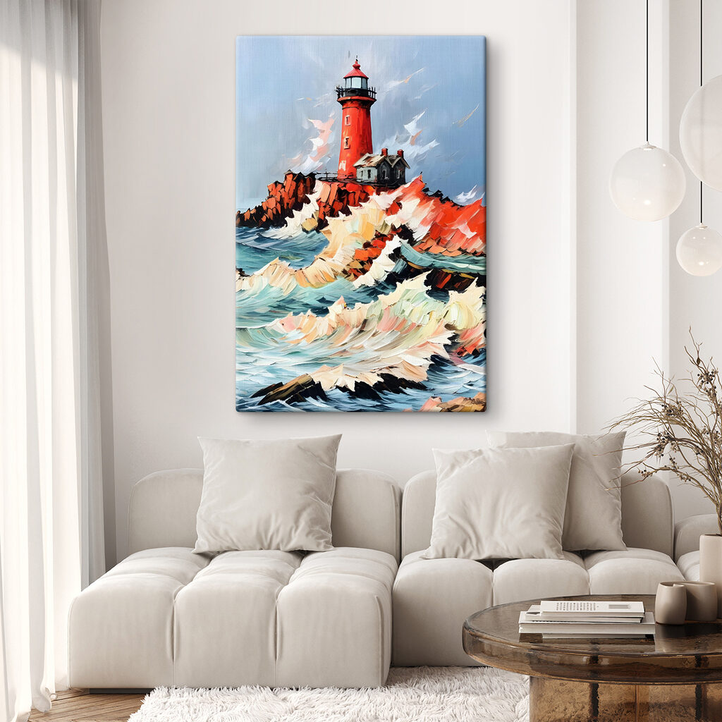 Rode vuurtoren boven branding — interieur 1