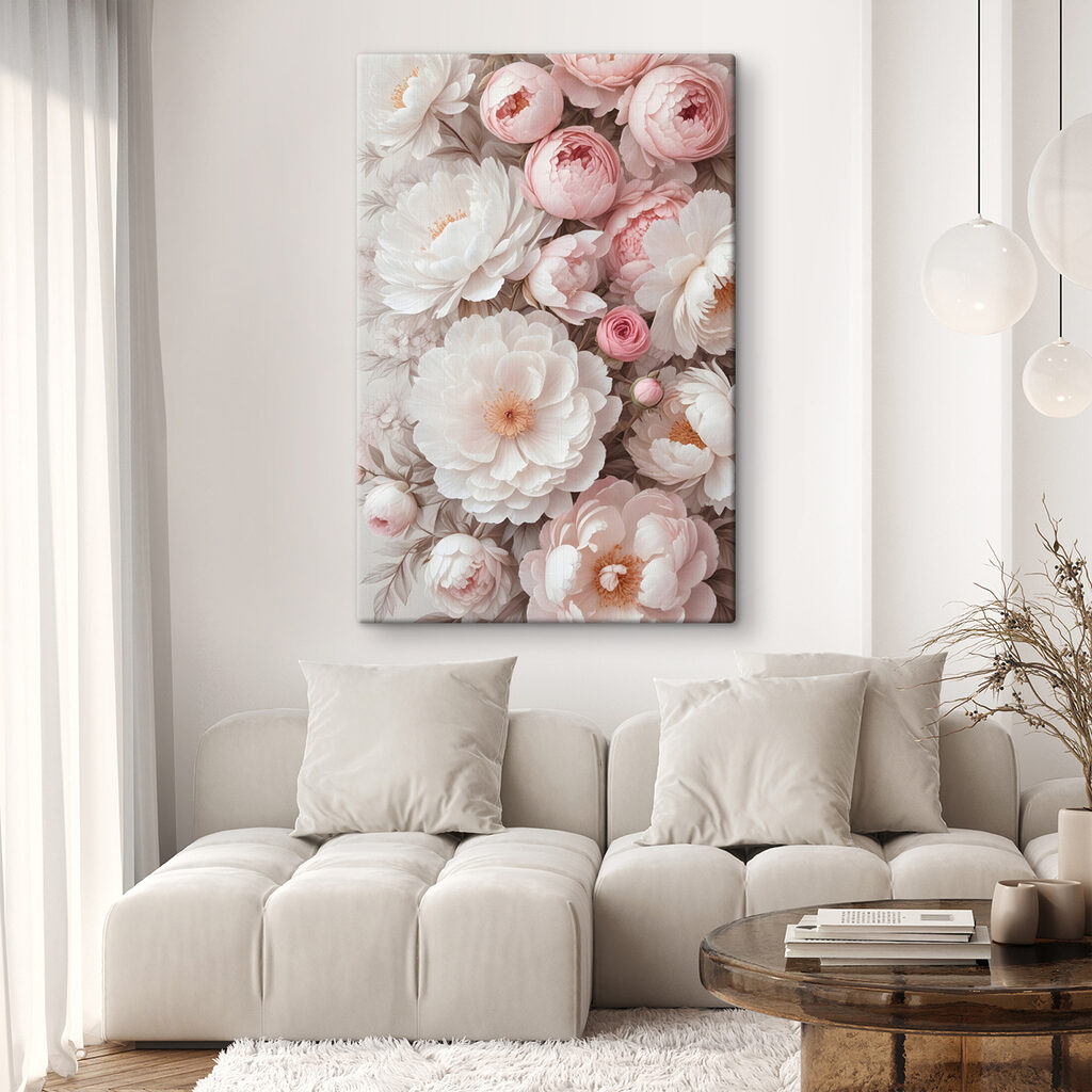 Roze rozetten tussen wit — interieur 1
