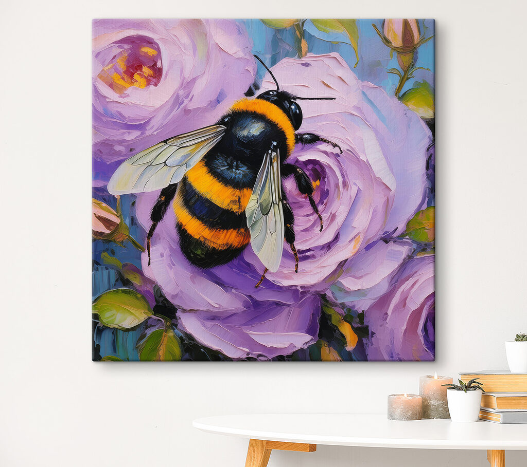 Hommel op paarse roos — interieur 2