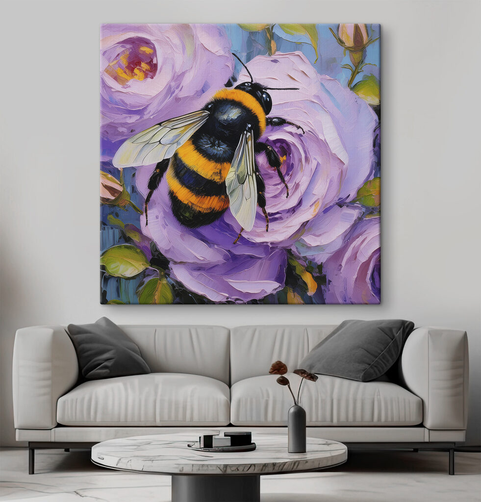 Hommel op paarse roos — interieur 3