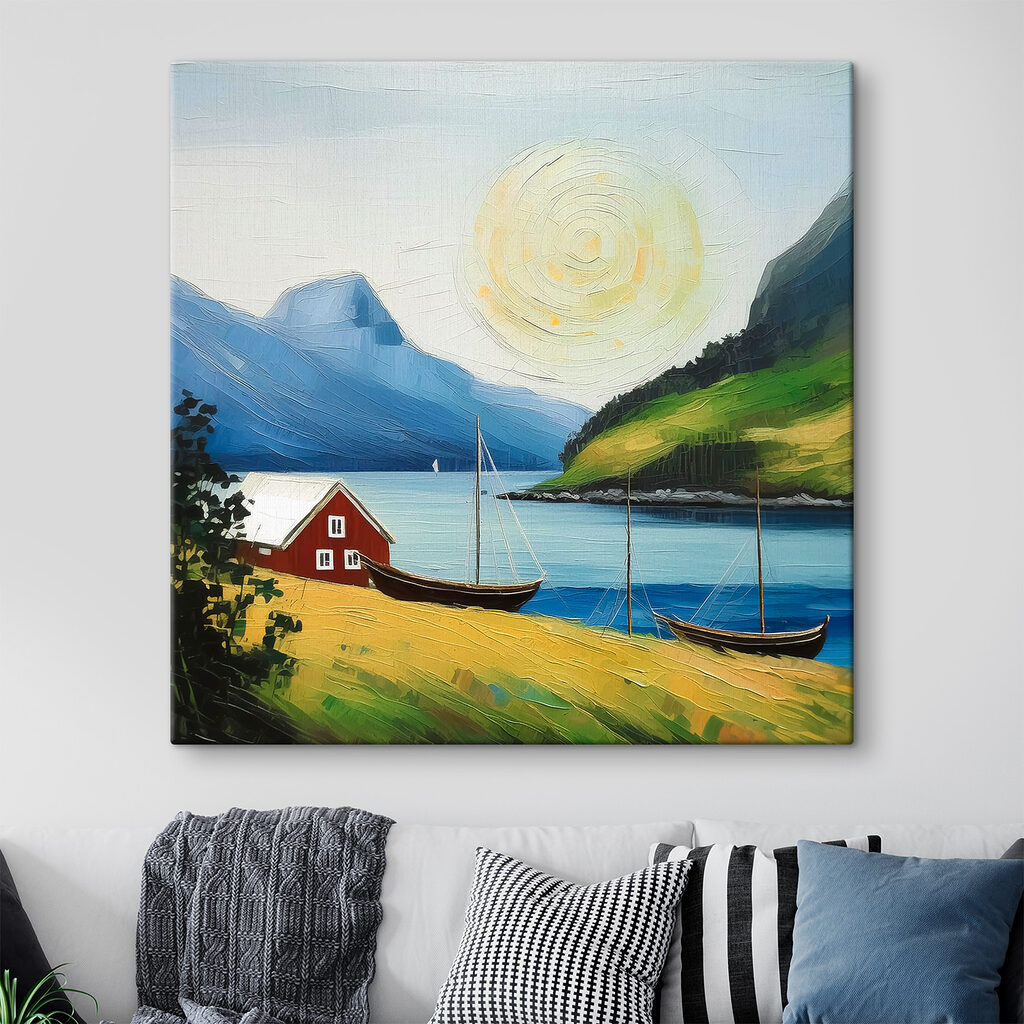 Rood huis aan fjord — interieur 1