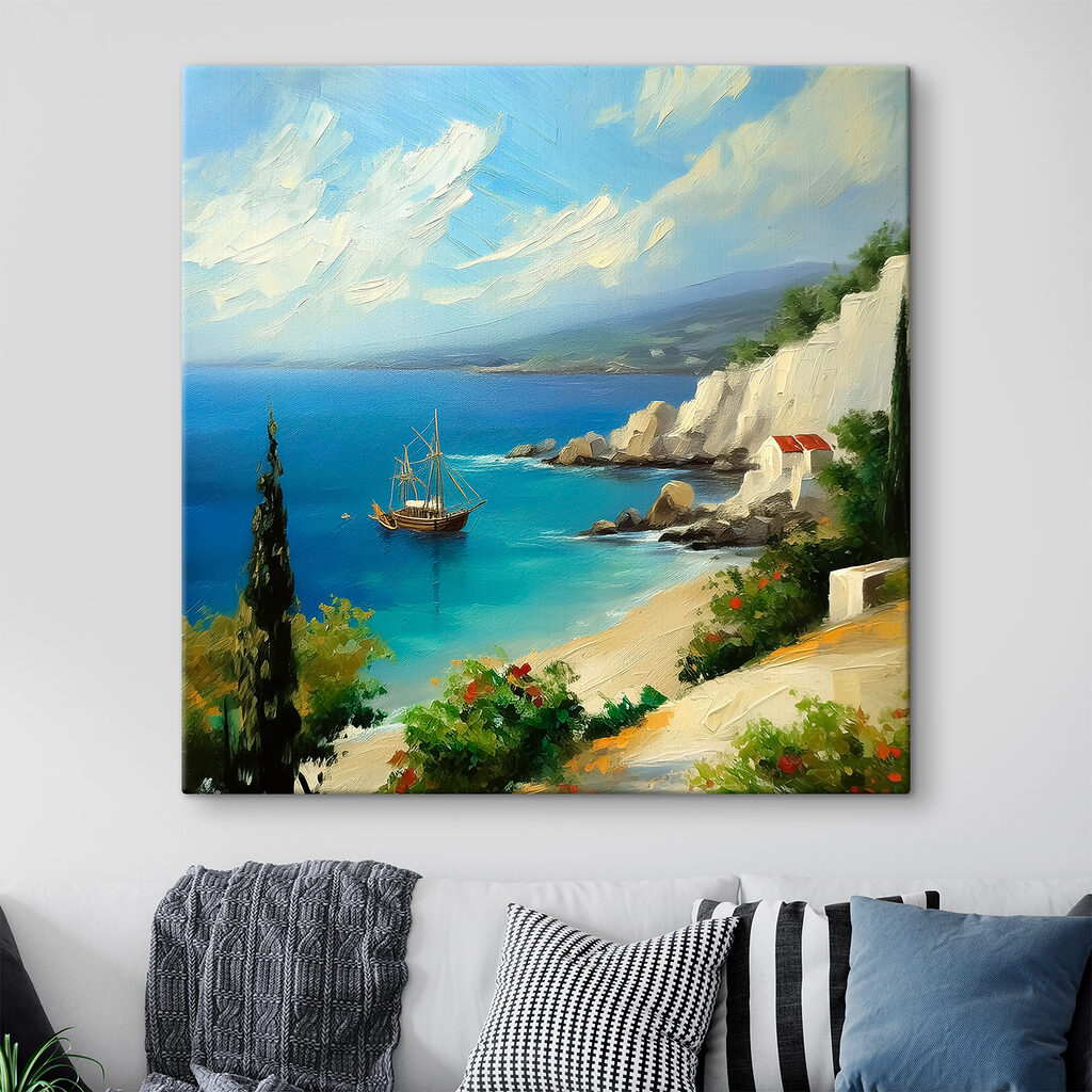 Een schilderij van een boot in het water — interieur 2