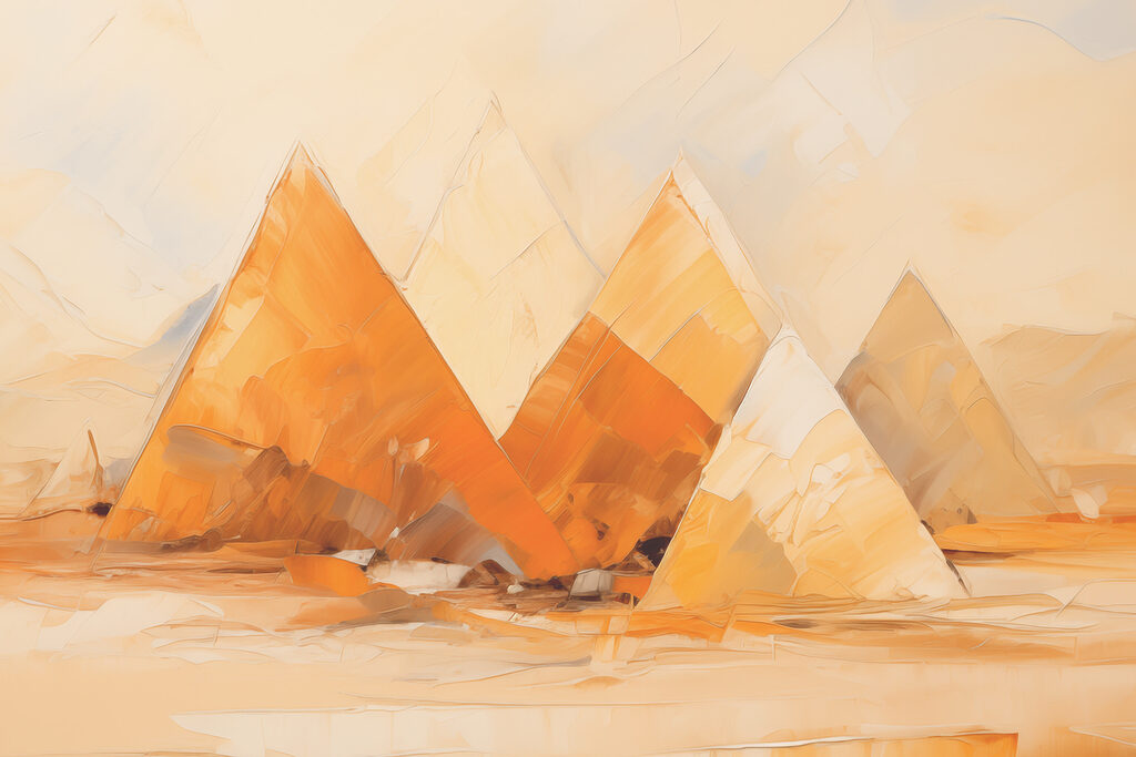 Piramides in warm ochtendlicht — volledig ontwerp