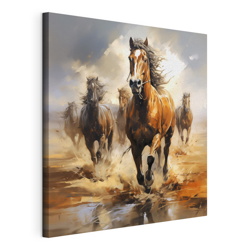 Paarden door ondiep water — productweergave