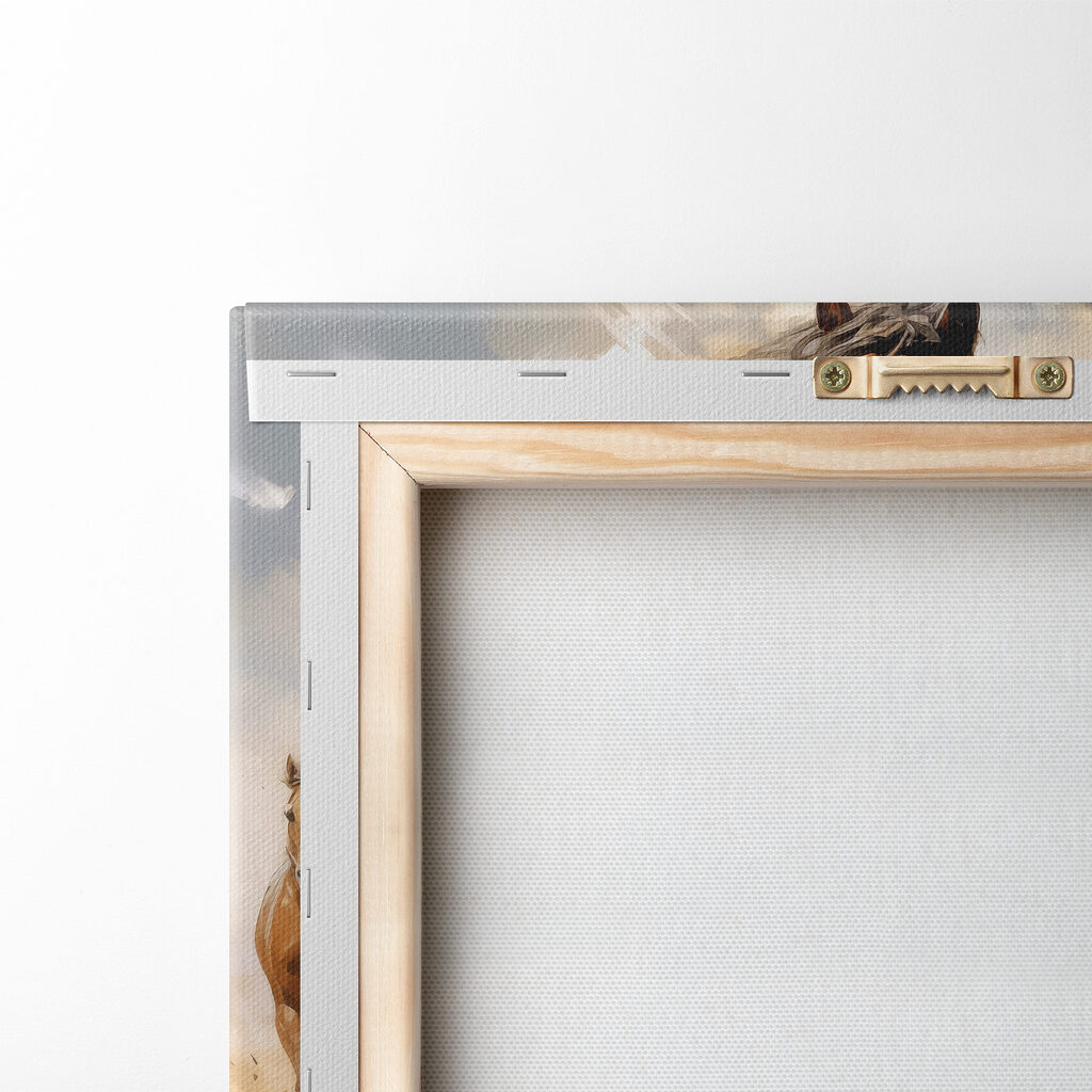 Paarden door ondiep water — achterkant