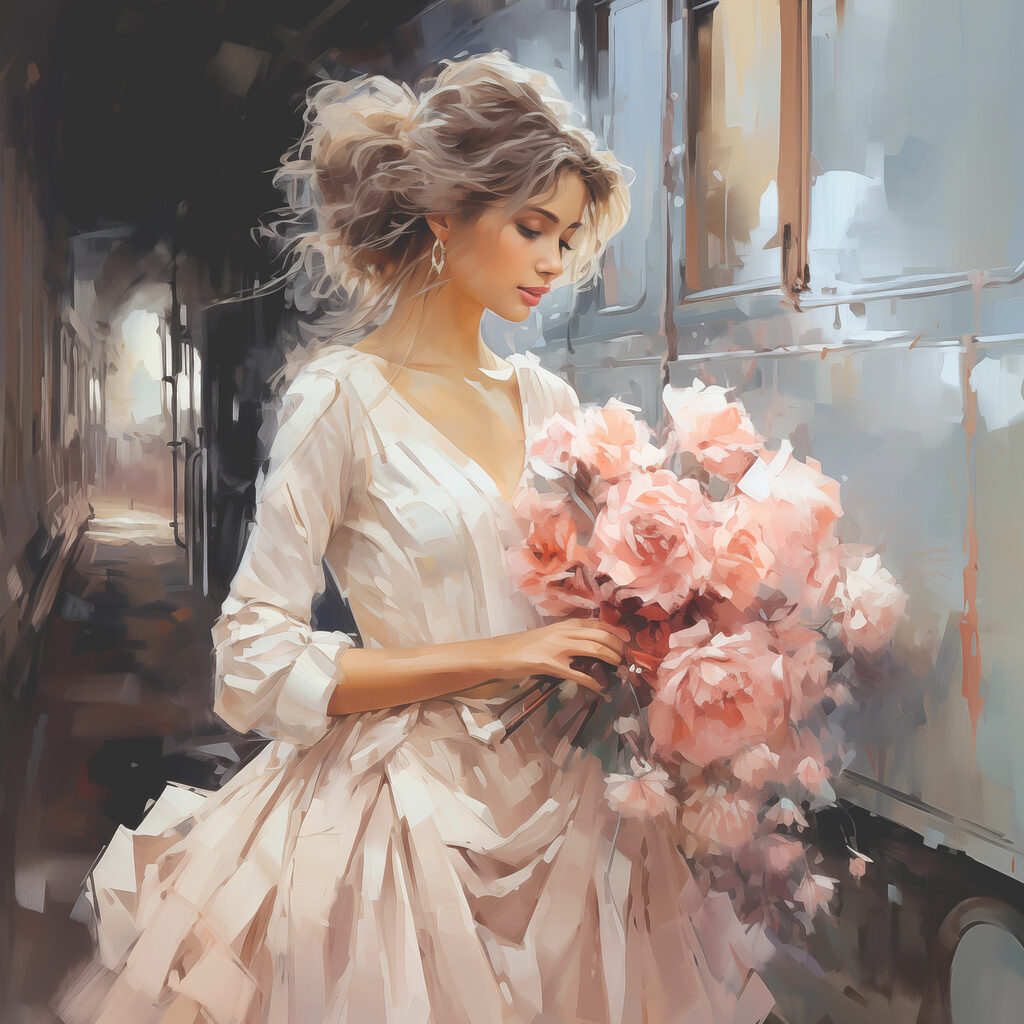Bloemen in haar armen — volledig ontwerp