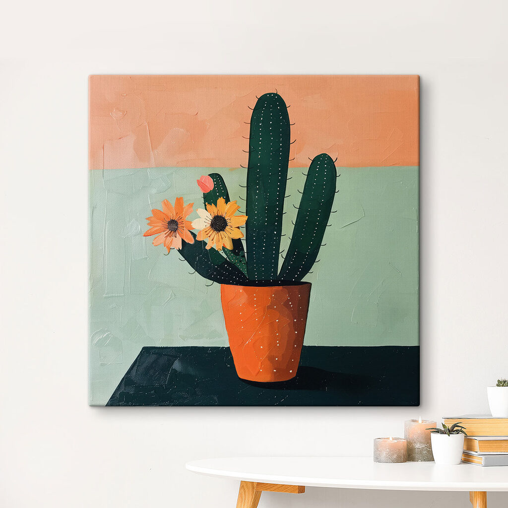 Cactus met oranje bloemen — interieur 3