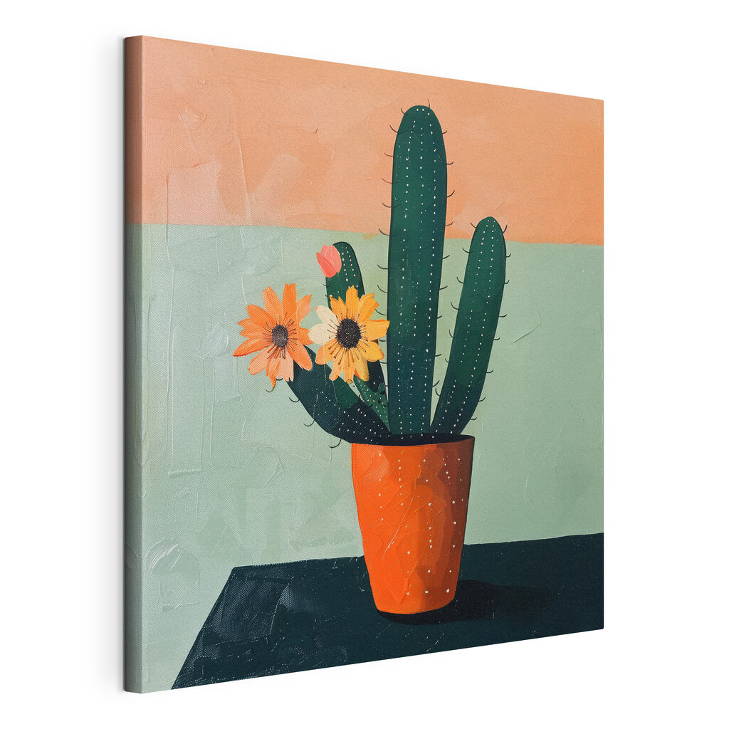 Cactus met oranje bloemen — productweergave
