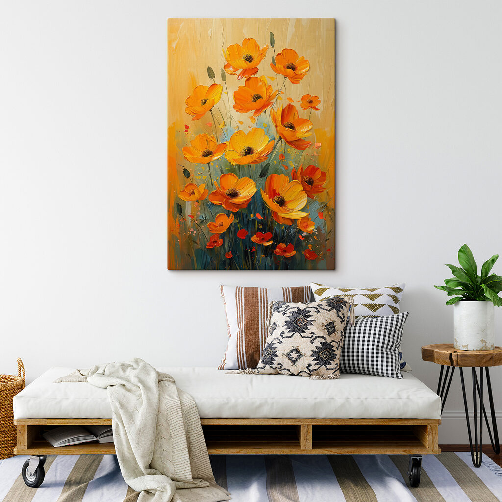 Oranje bloemen voor zongeel — interieur 3