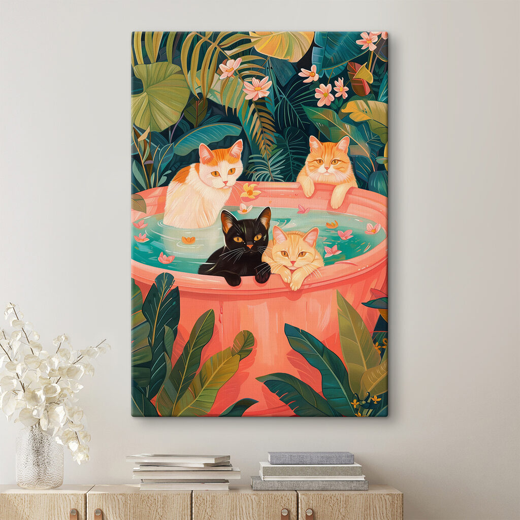 Katten in tropisch bad — interieur 2