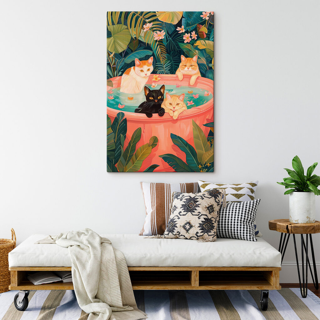 Katten in tropisch bad — interieur 3