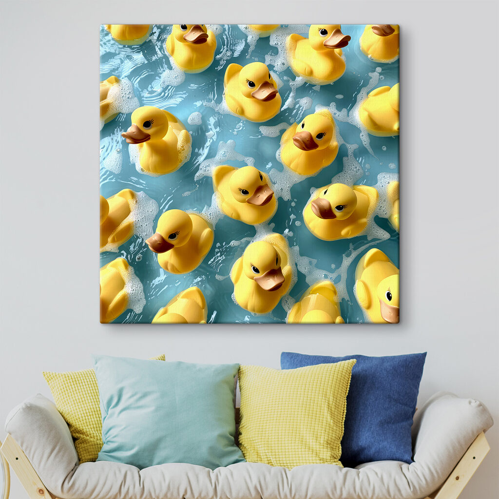 Badeendjes op blauw water — interieur 1