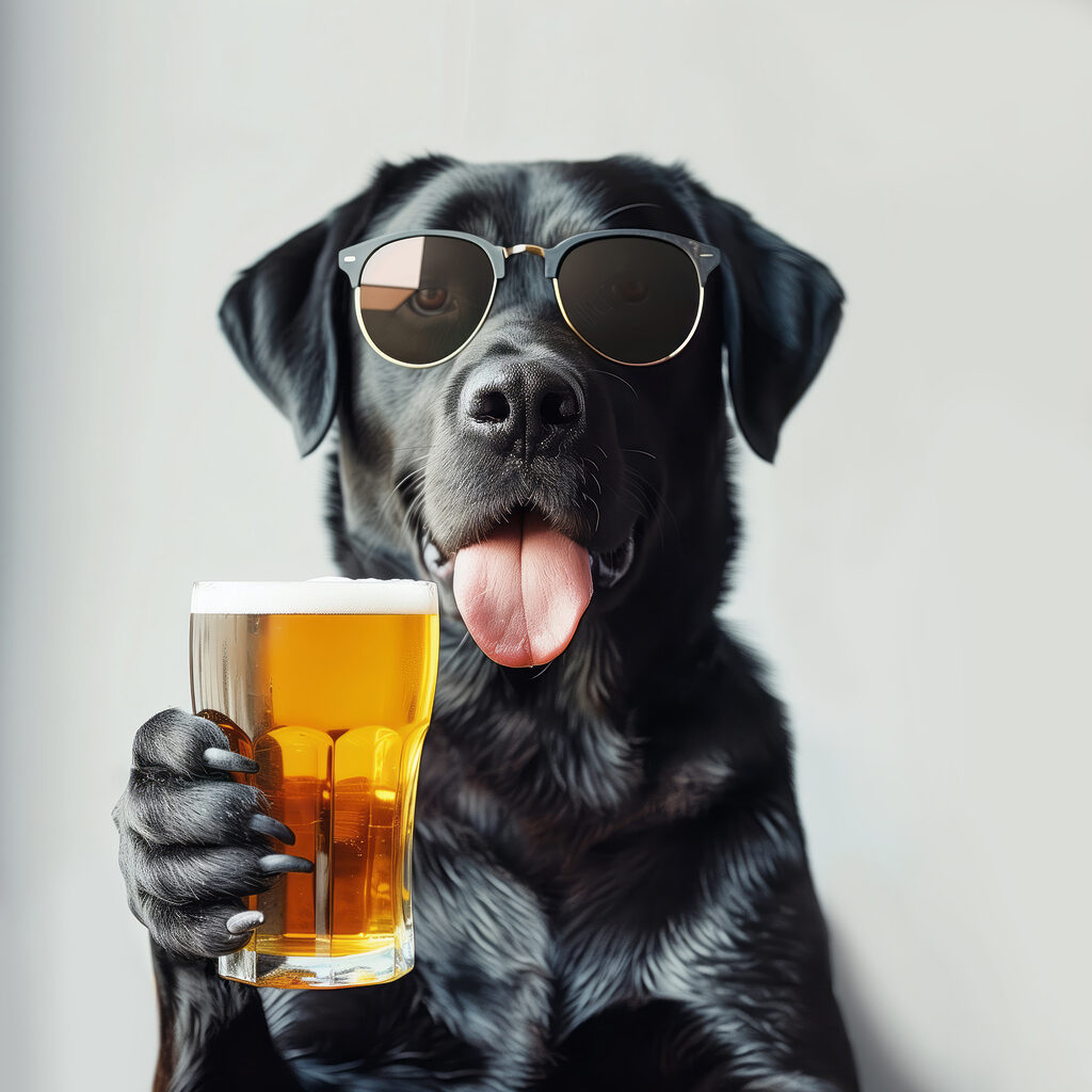 Een hond proost mee — volledig ontwerp