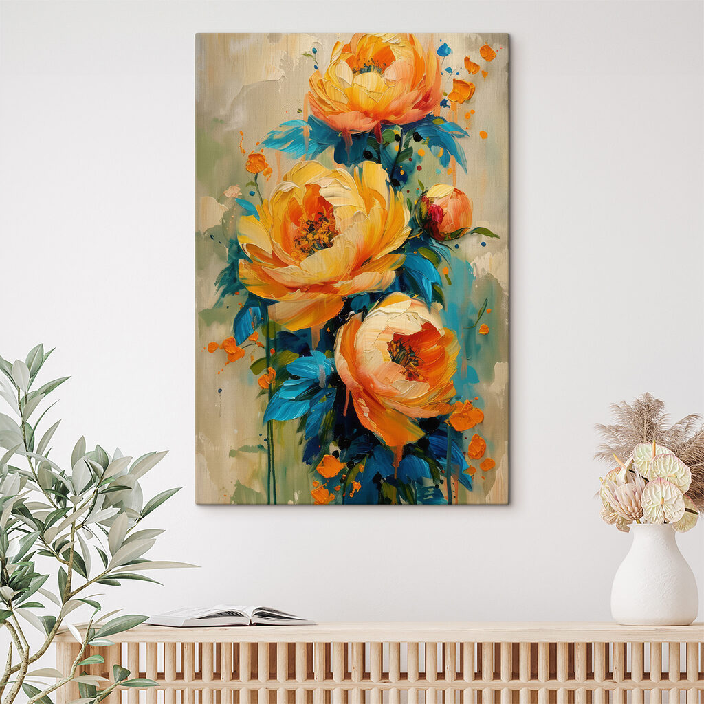 Gele rozen in verfbanen — interieur 3
