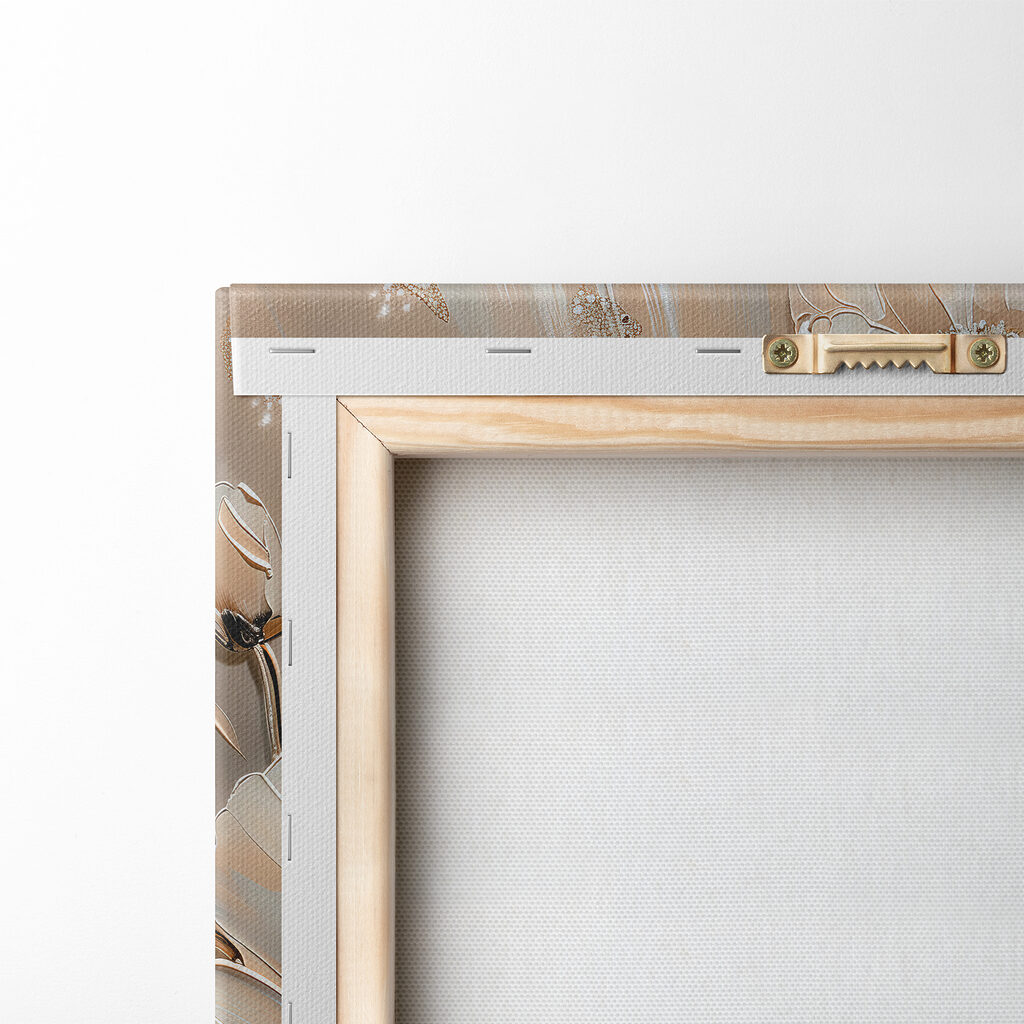 Witte bloemen op zandbeige — achterkant