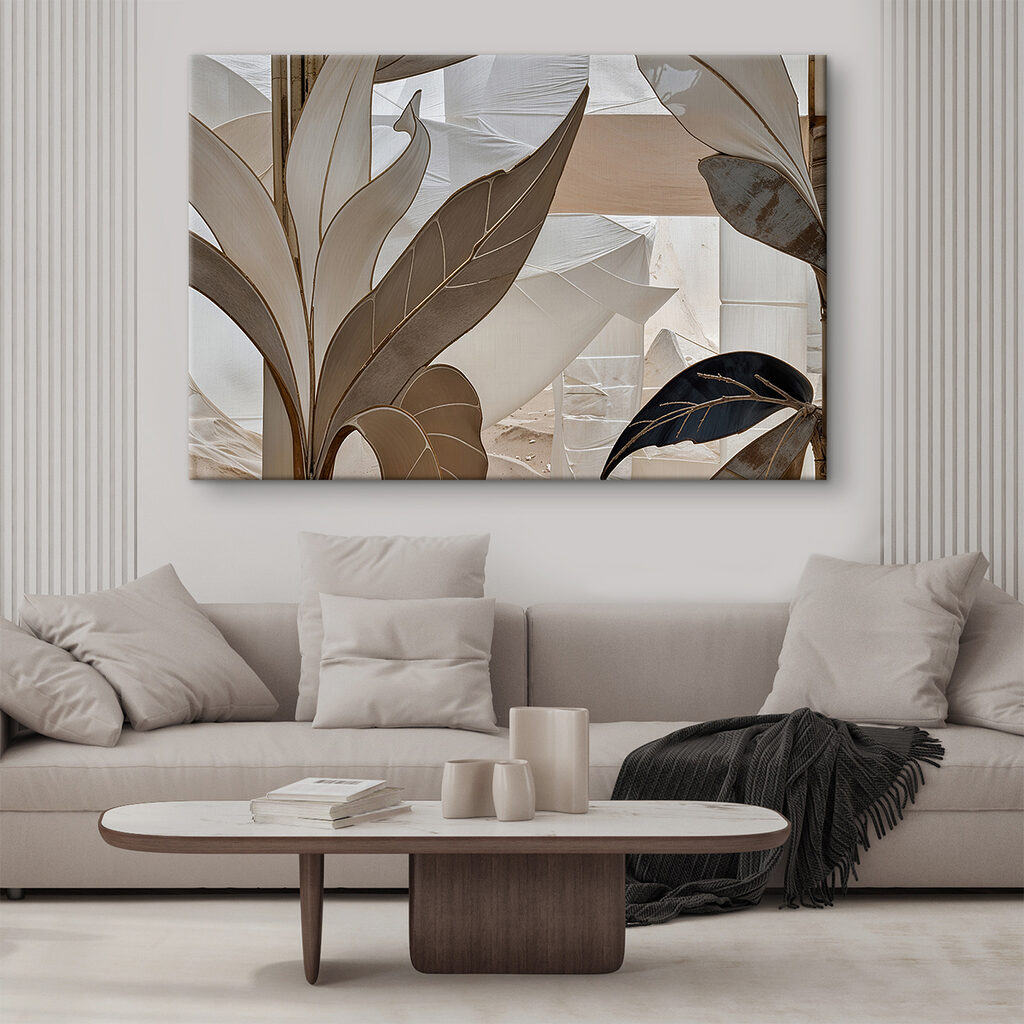 Bladeren in aardse lijnen — interieur 1