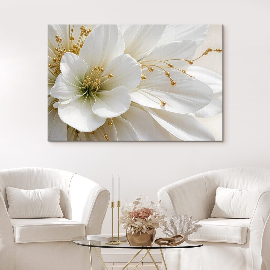Witte bloei, gouden knopjes — interieur 2