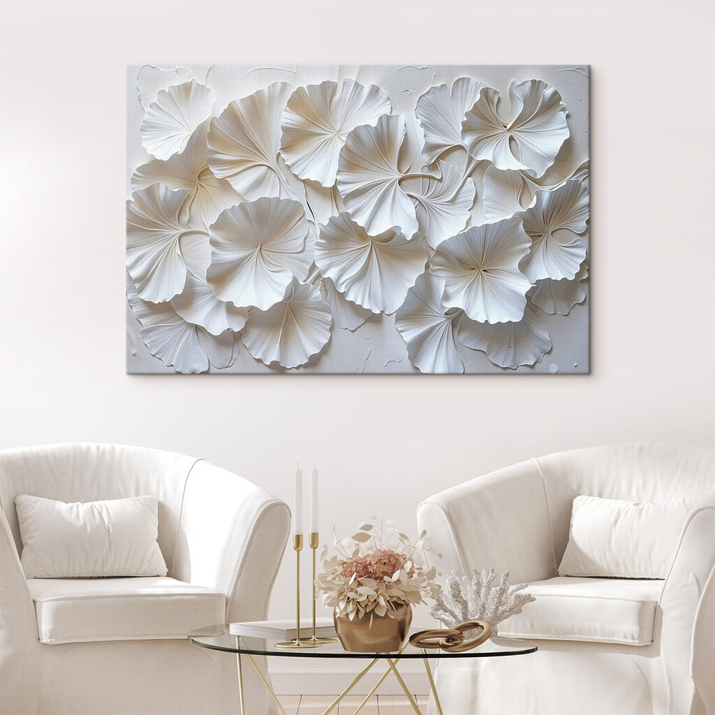 Ginkgobladeren in zacht wit — interieur 1