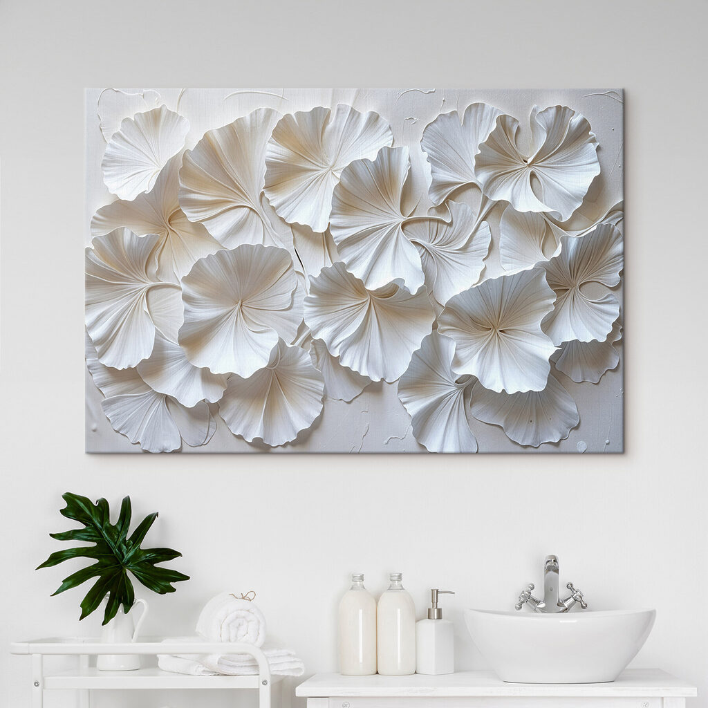 Ginkgobladeren in zacht wit — interieur 2