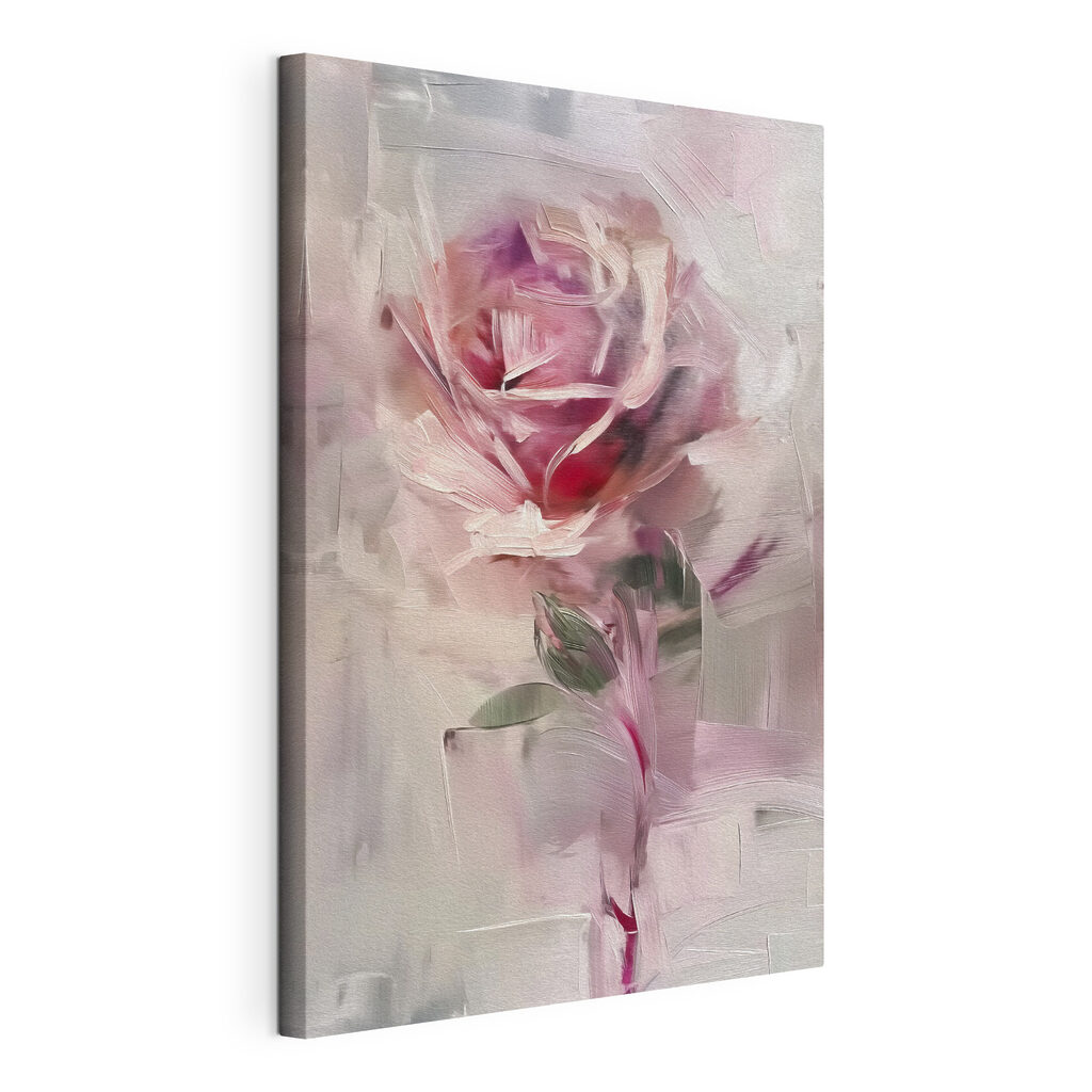 Roze roos tussen verfvlakken — productweergave