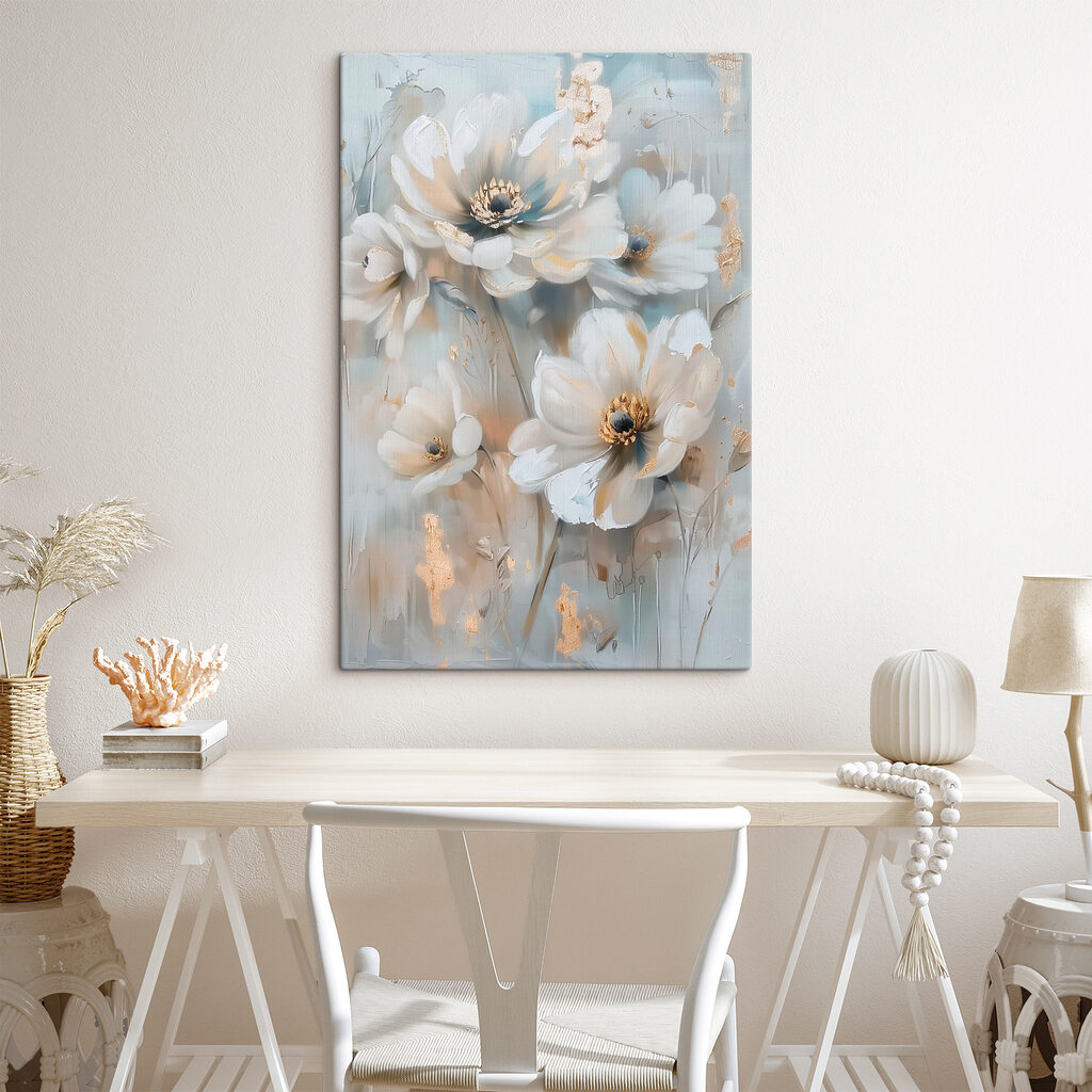 Witte bloei tussen blauw — interieur 2