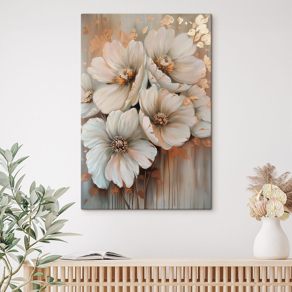 Roomwitte bloei in verf — interieur 2