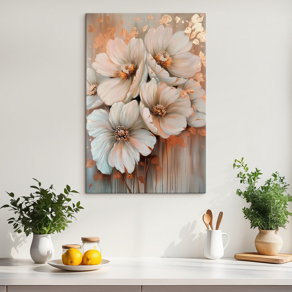 Roomwitte bloei in verf — interieur 1