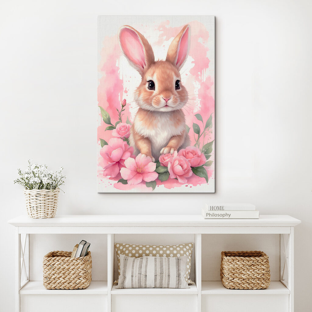 Konijntje in roze tuin — interieur 1