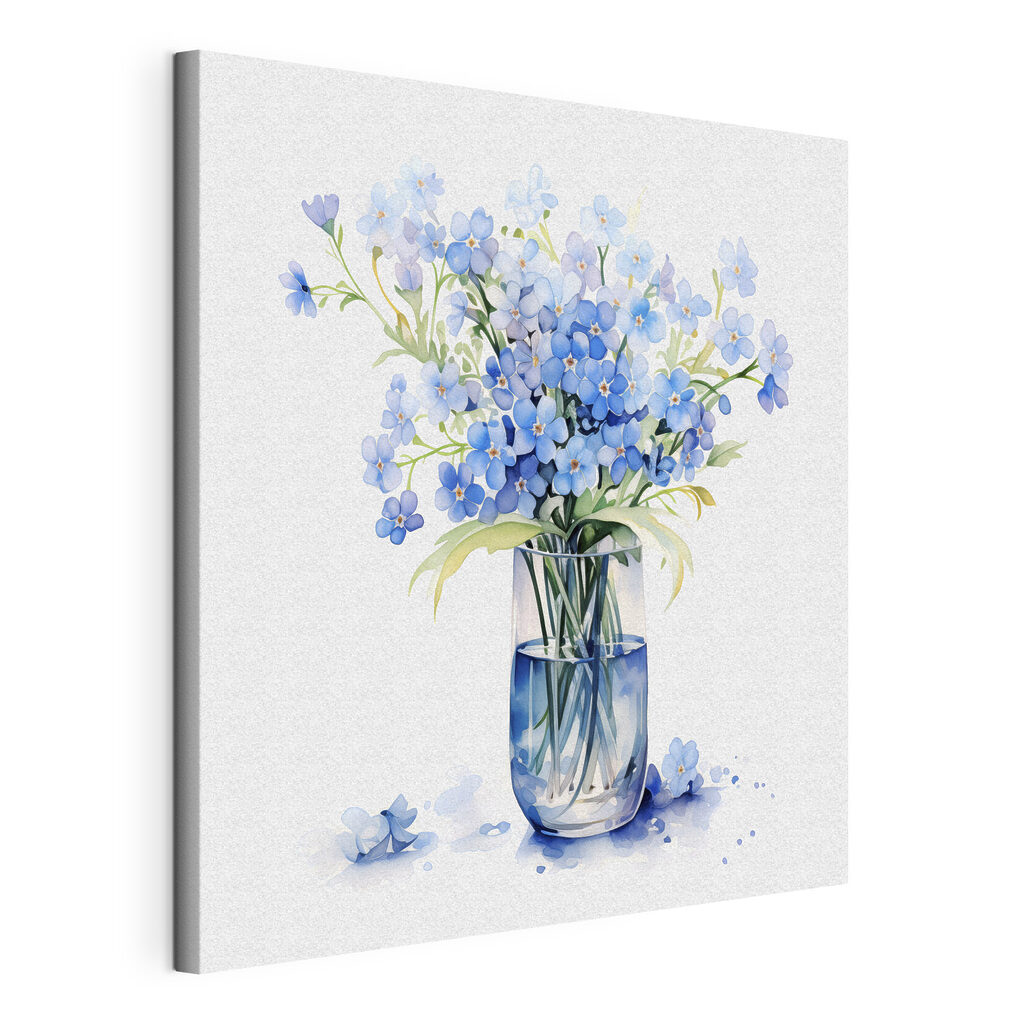 Vergeet-mij-nietjes in blauw glas — productweergave