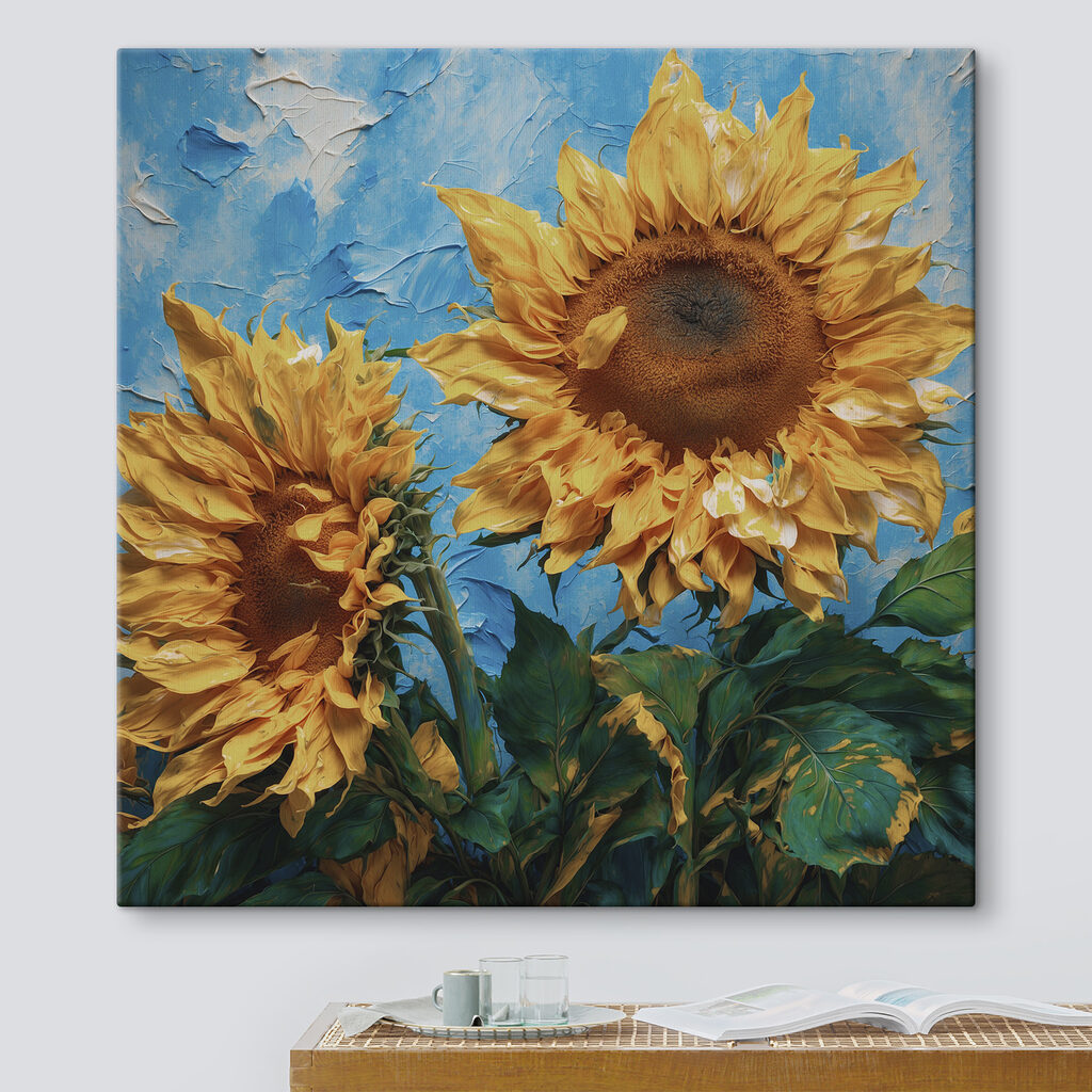 Twee zonnebloemen tegen hemelsblauw — interieur 3