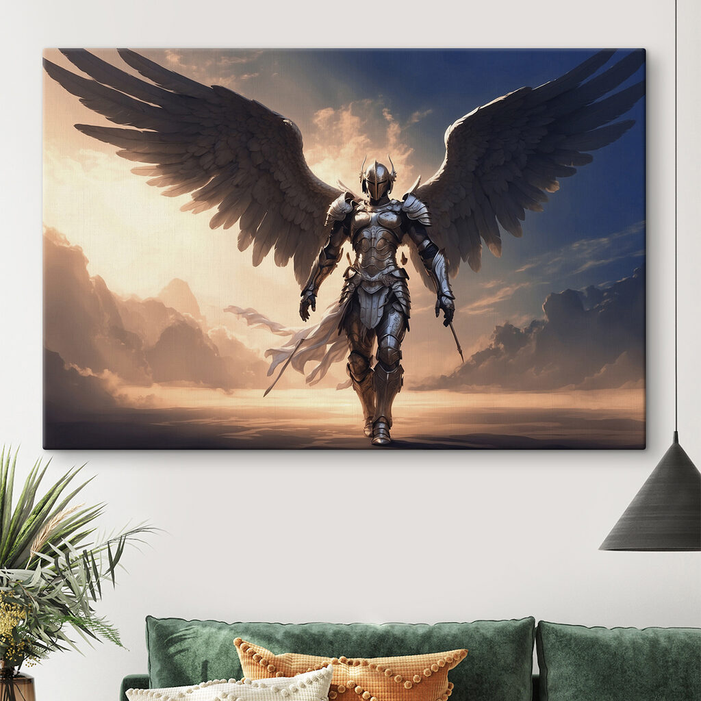 Gevleugelde krijger bij avondlicht — interieur 1