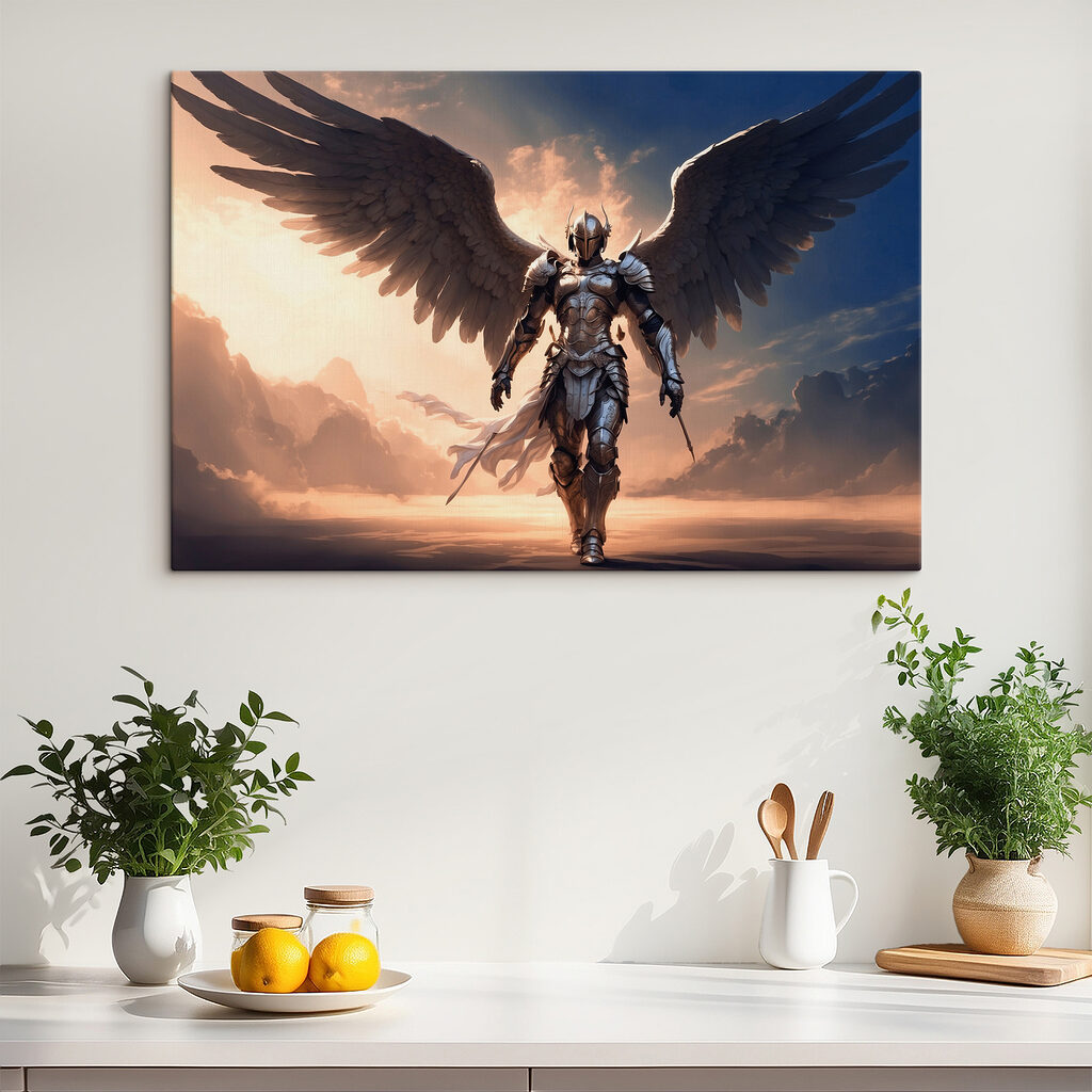 Gevleugelde krijger bij avondlicht — interieur 3
