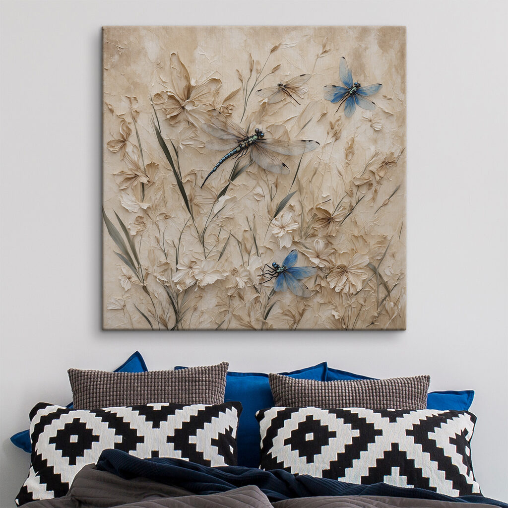Libellen tussen beige bloemen — interieur 2