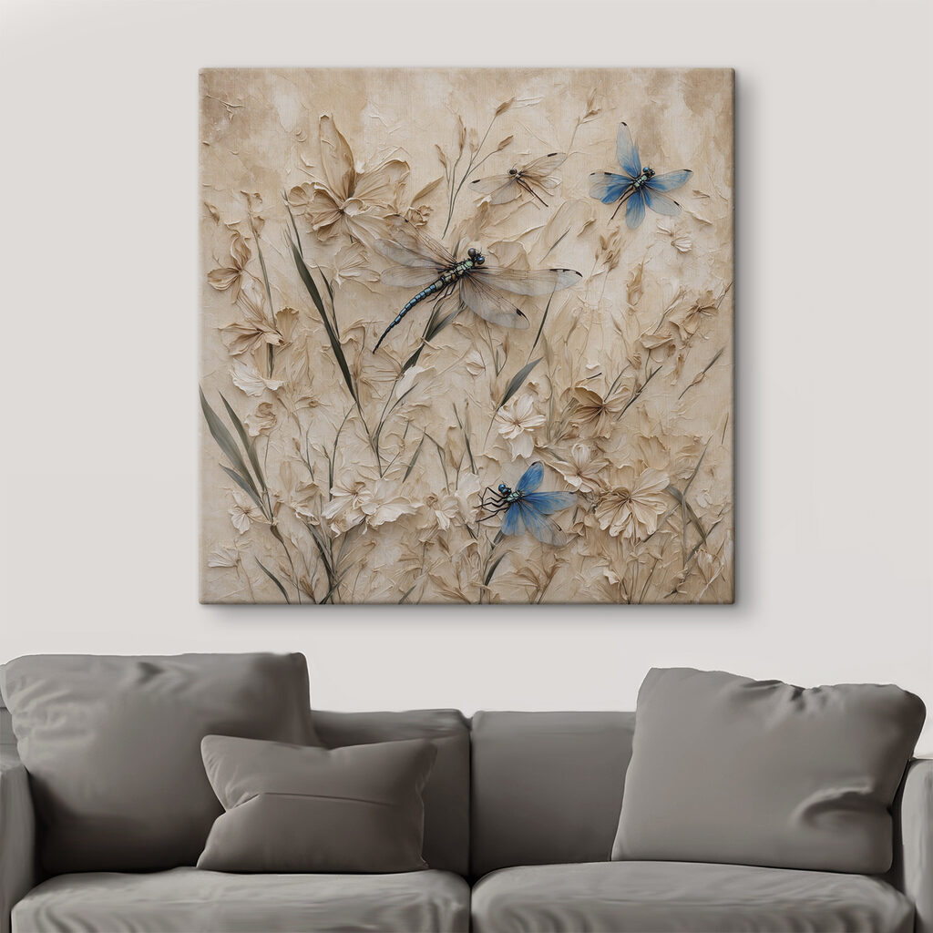 Libellen tussen beige bloemen — interieur 3
