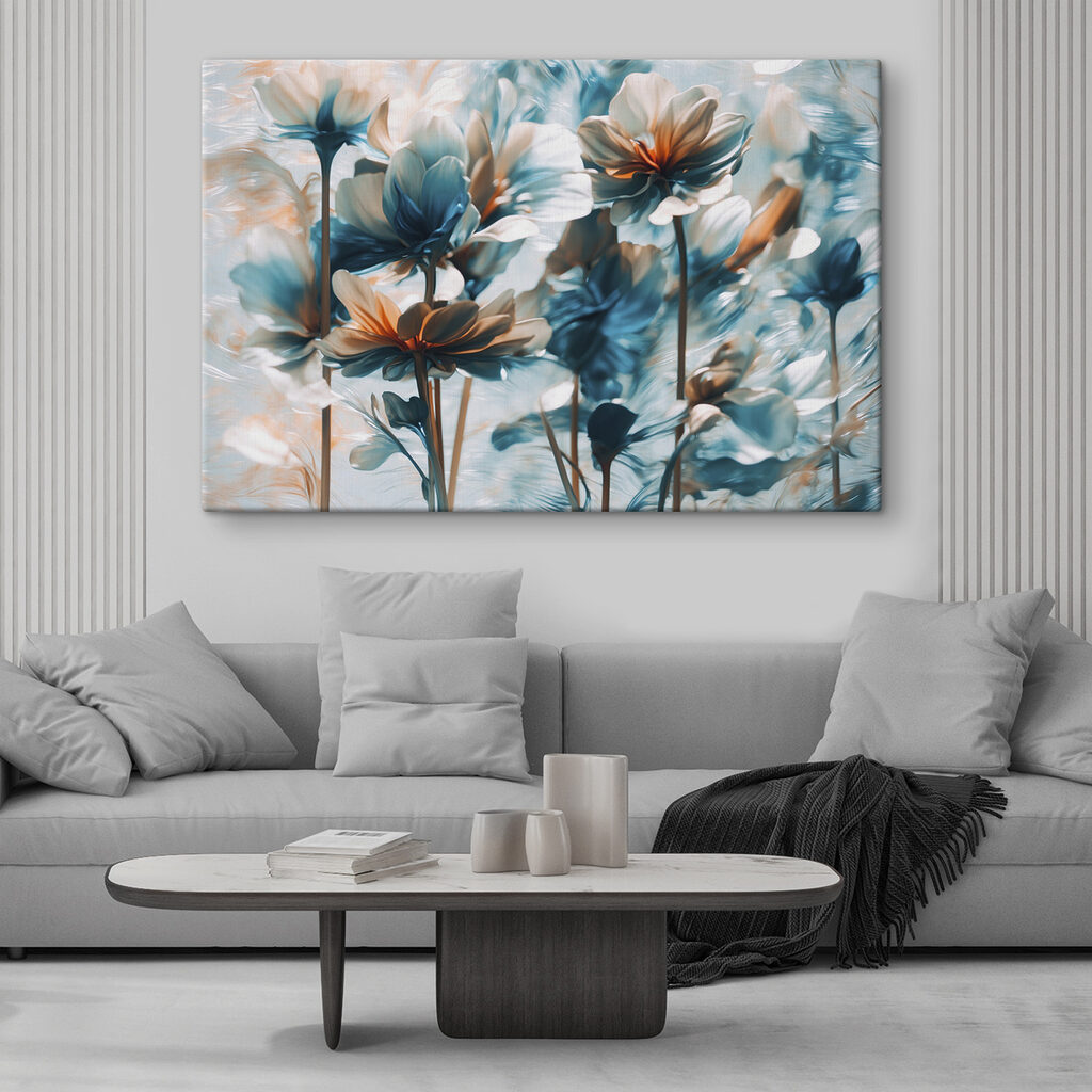 Blauwe bloei op stelen — interieur 1
