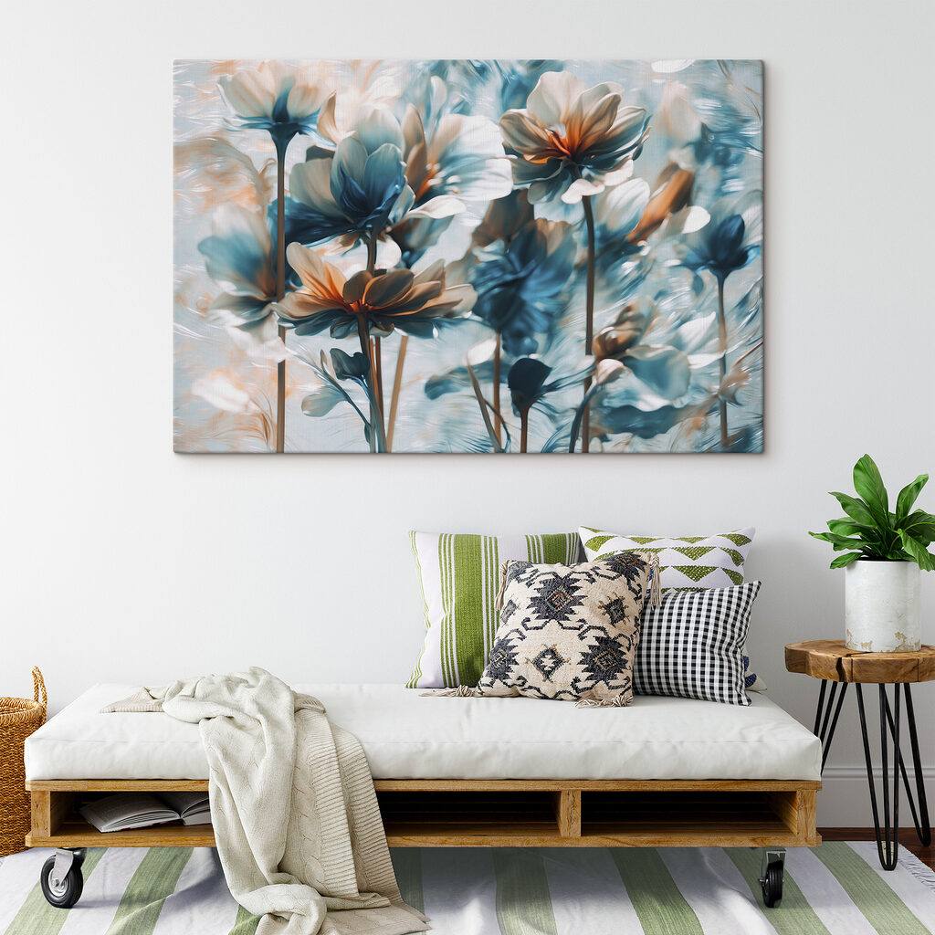 Blauwe bloei op stelen — interieur 2