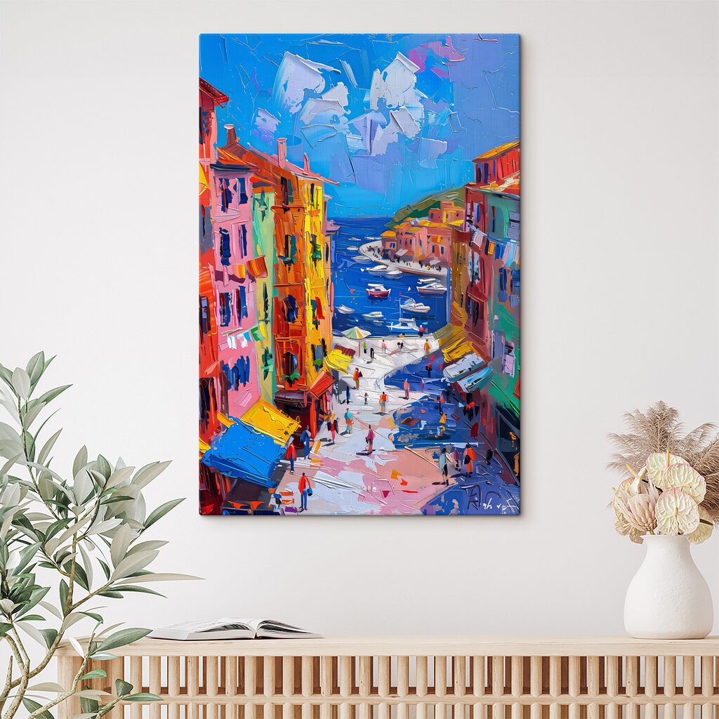 Kleurrijke havenstraat in een interieur