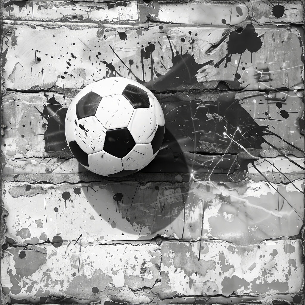 Voetbal op verweerde stenen — volledig ontwerp