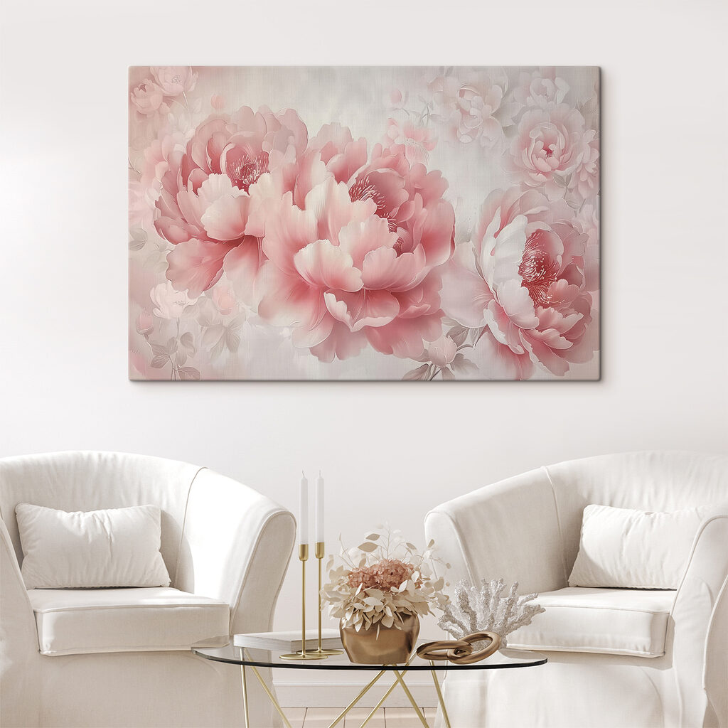 Pioenrozen in zacht roze — interieur 1