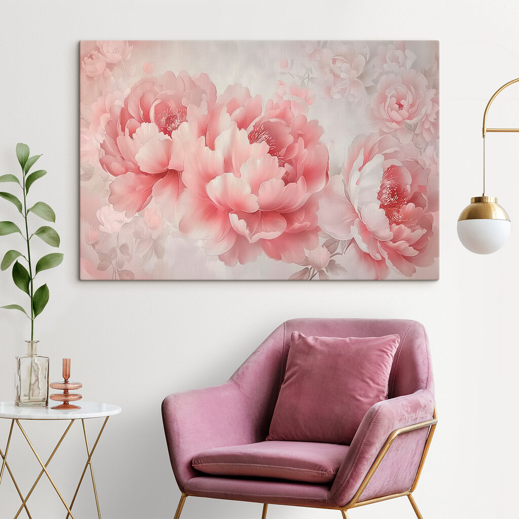 Pioenrozen in zacht roze — interieur 2