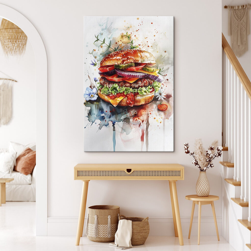 Burger in spattende aquarel — interieur 4