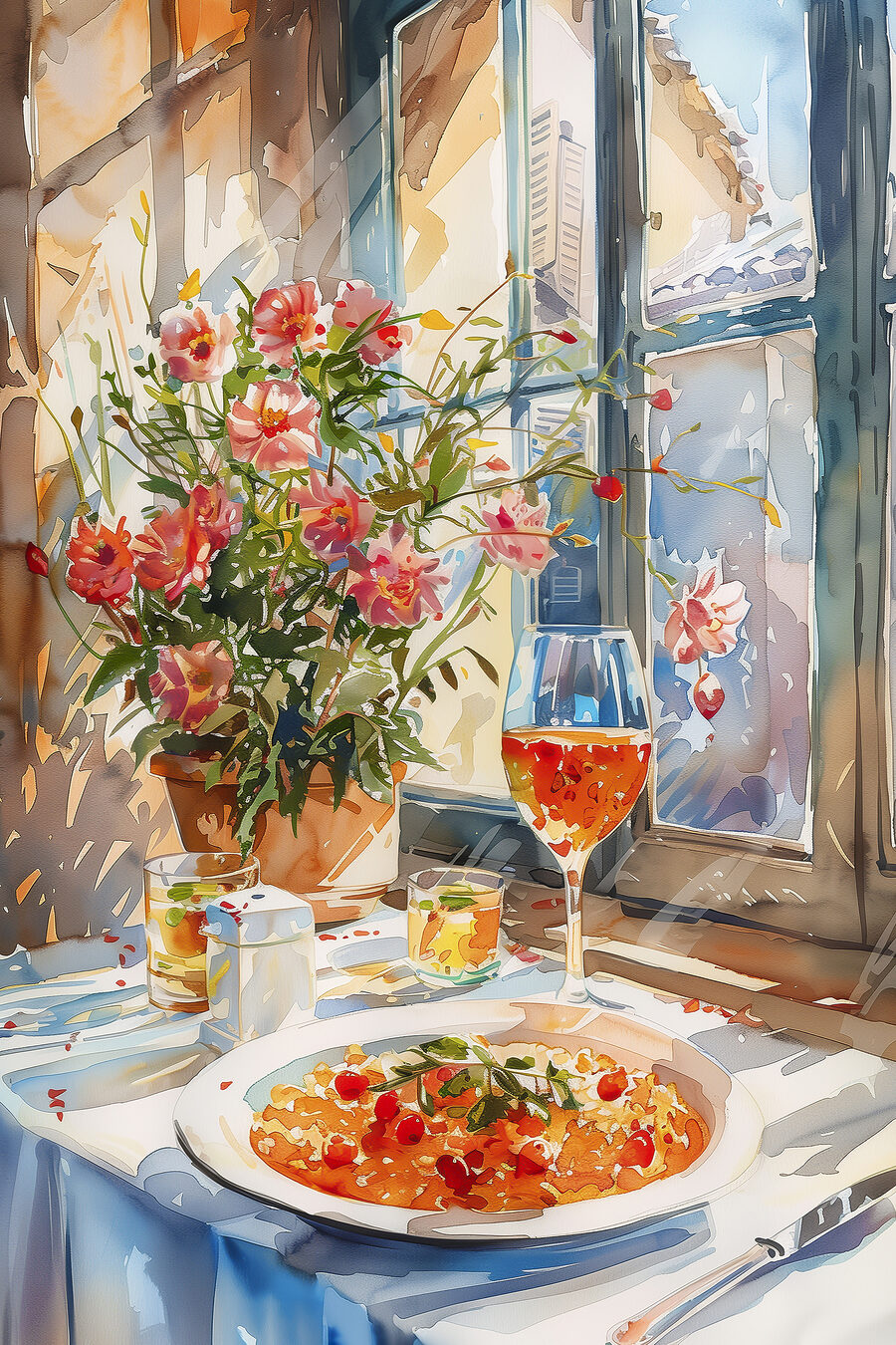 Pasta in het raamlicht — volledig ontwerp