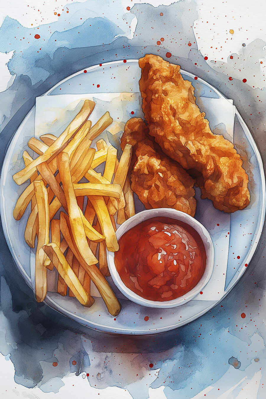 Frietjes naast krokante vis — volledig ontwerp