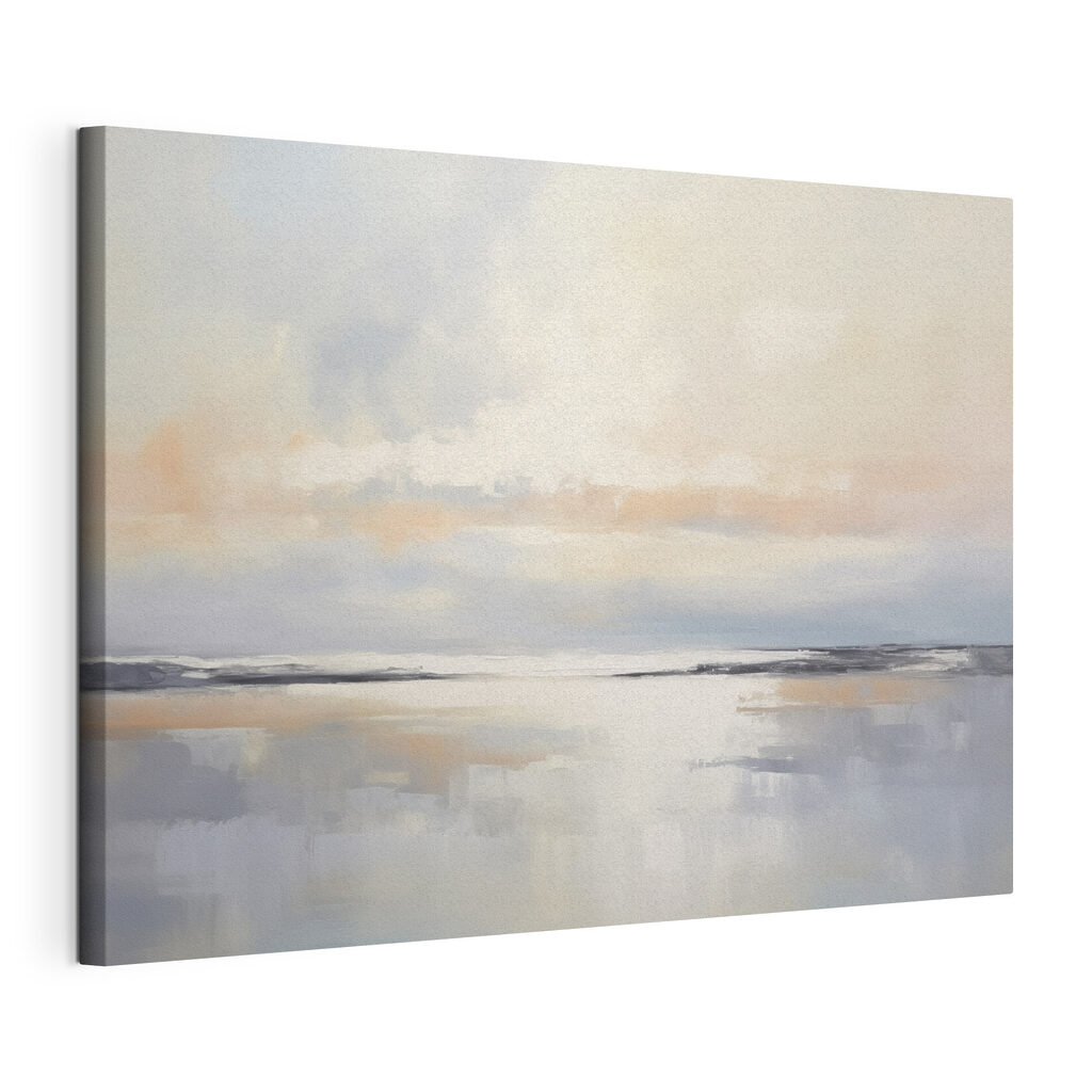 Een horizon in pasteltinten, gespannen canvas met doorlopende rand