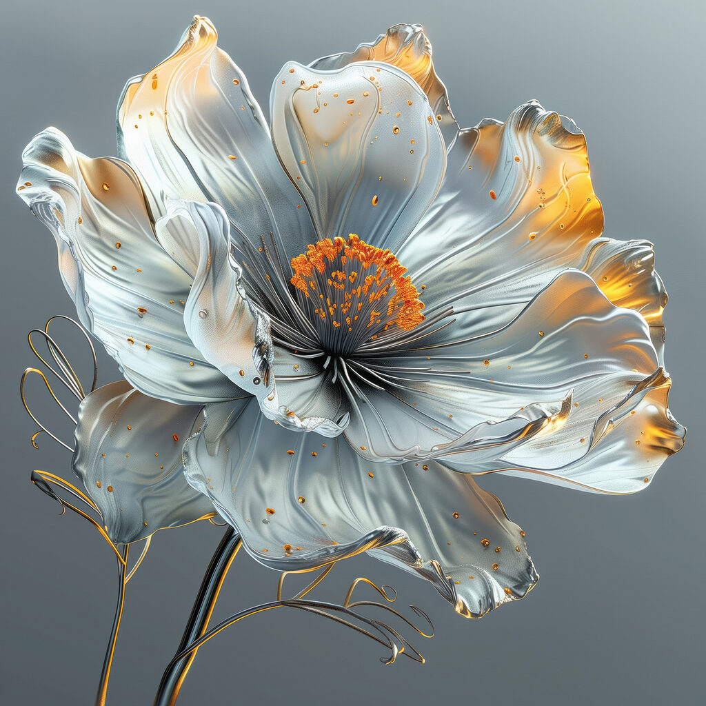 Een bloem in zilverblauw — volledig ontwerp