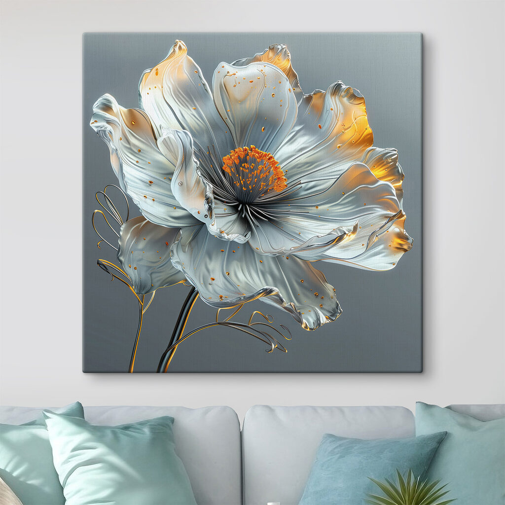 Een bloem in zilverblauw — interieur 1
