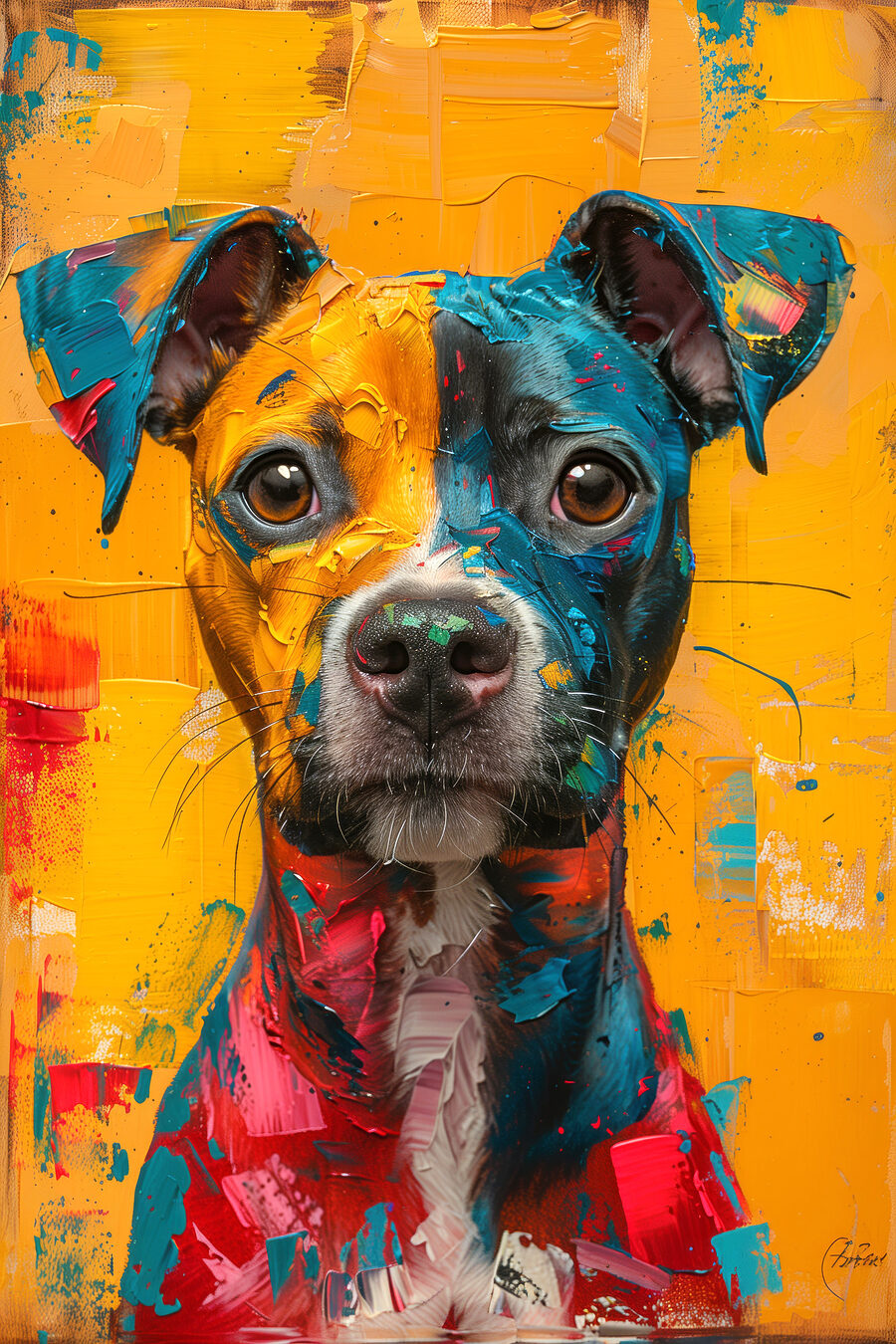 Een hond vol zonnekleuren — volledig ontwerp